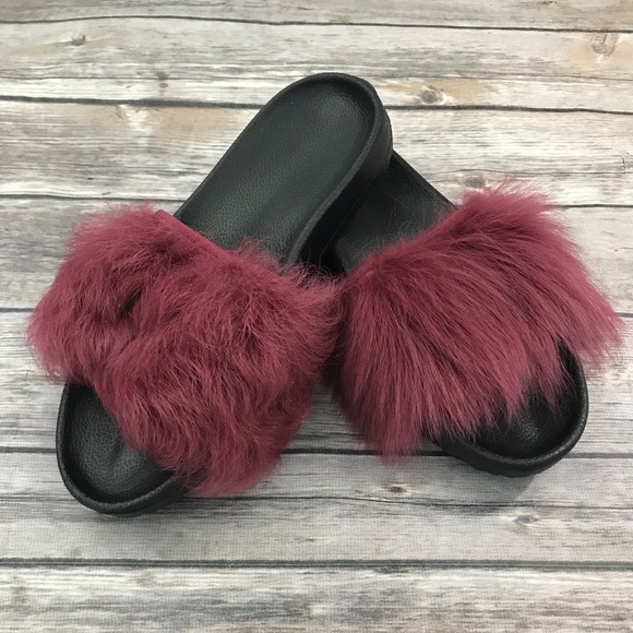 burgundy ugg slides